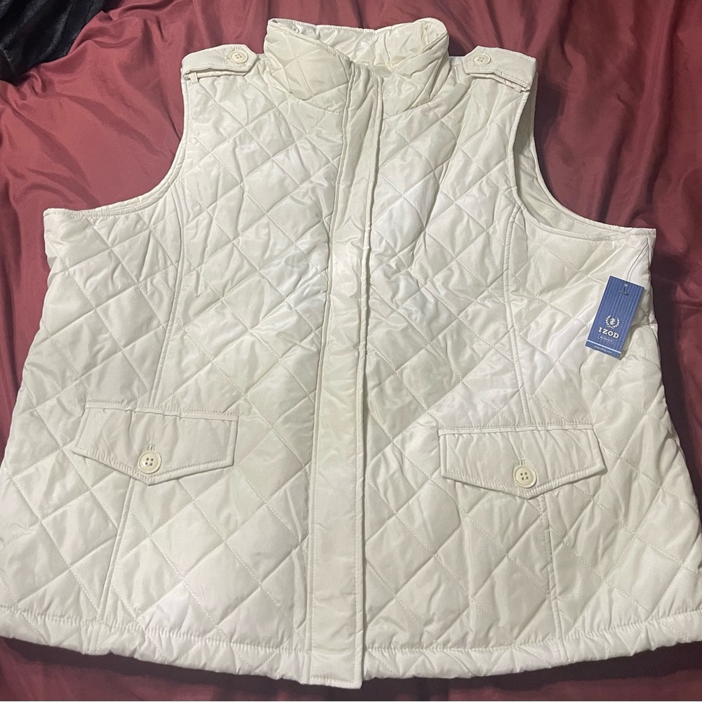 3X women’s white quilted zipper vest NEW with tags